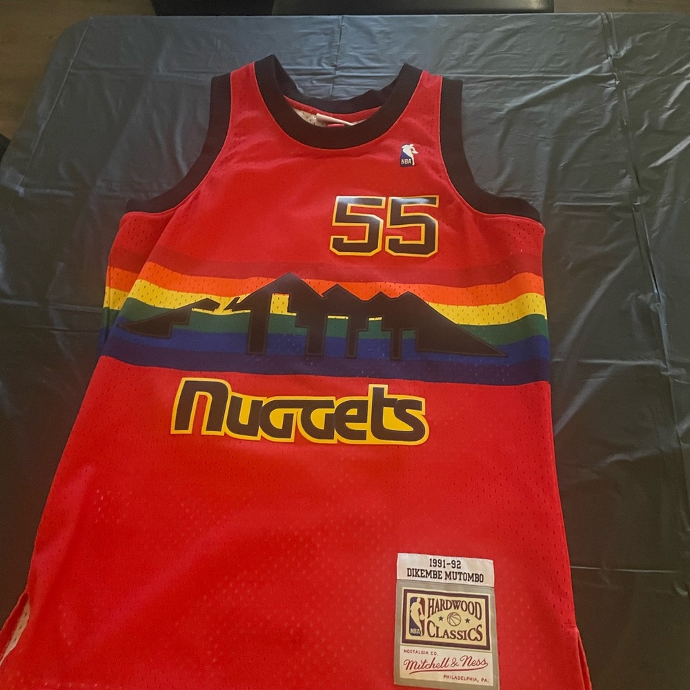 Dikembe Mutombo Red Denver Nuggets 1991-92 Hardwood Classics Jersey